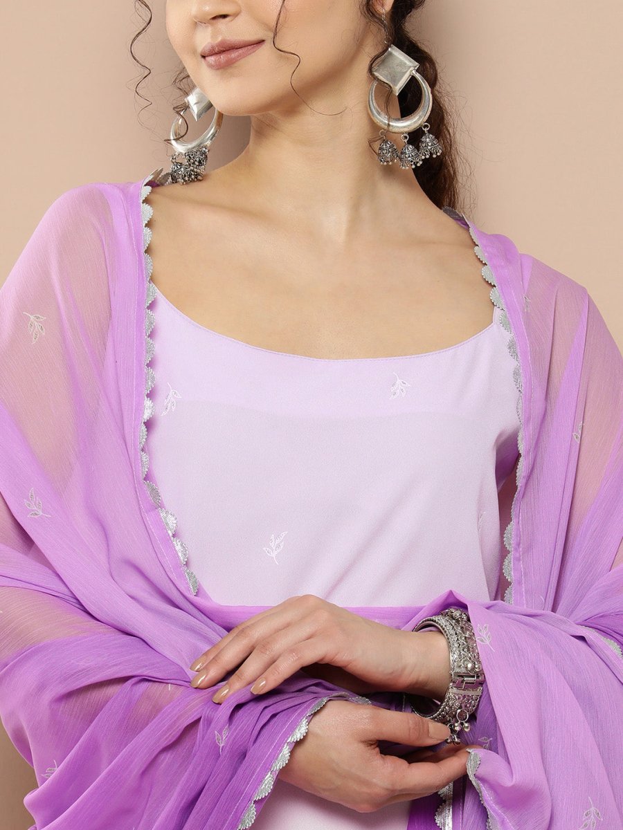 Ahalyaa Women Lavender Gotta Patti Kurta with Palazzos & With Dupatta - Distacart