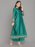 Thumbnail for Ahalyaa Women Sea Green Printed Gotta Patti Kurti with Palazzos & Dupatta - Distacart