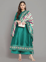 Thumbnail for Ahalyaa Women Sea Green Printed Gotta Patti Kurti with Palazzos & Dupatta - Distacart