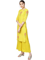 Thumbnail for Ahalyaa Yellow Viscose Rayon Straight Kurta Set