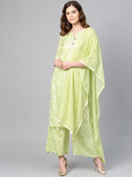 Thumbnail for Ahalyaa Women Green & White Printed Kurta with Palazzos & Dupatta