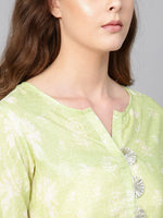 Thumbnail for Ahalyaa Women Green & White Printed Kurta with Palazzos & Dupatta