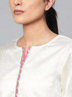 Thumbnail for Ahalyaa Women Off-White & Pink Printed Kurta with Palazzos & Dupatta