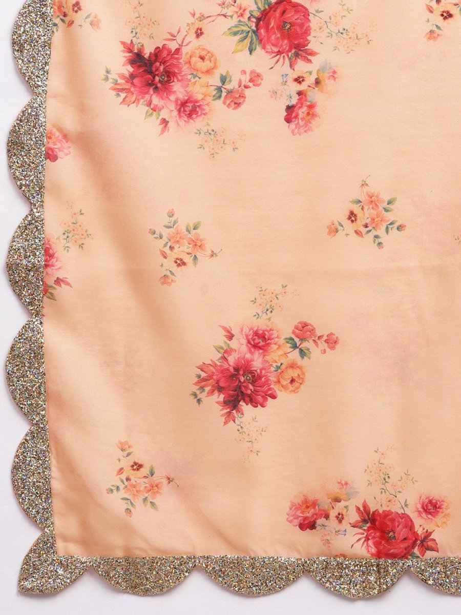 Ahalyaa Women Mauve & Cream-Coloured Printed Kurta with Palazzos & Dupatta - Distacart
