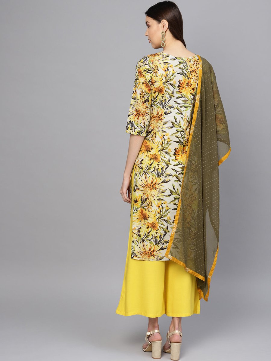 Ahalyaa Yellow Printed Kurta Set For Women