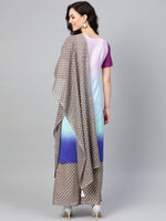Thumbnail for Ahalyaa Women Blue & Charcoal Grey Printed Kurta with Palazzos & Dupatta