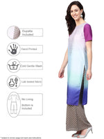 Thumbnail for Ahalyaa Women Blue & Charcoal Grey Printed Kurta with Palazzos & Dupatta
