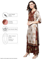 Thumbnail for Ahalyaa Women Grey & Coffee Brown Printed Kurta with Palazzo & Dupatta