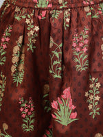 Thumbnail for Ahalyaa Women Grey & Coffee Brown Printed Kurta with Palazzo & Dupatta