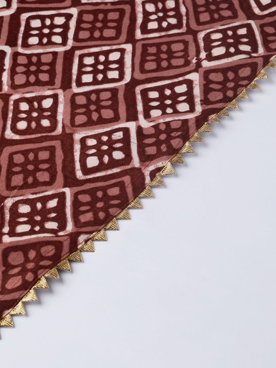 Ahalyaa Women Maroon & Off-White Printed Kurta with Palazzos & Dupatta - Distacart