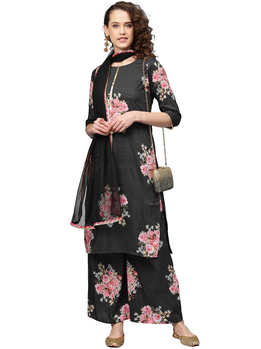 Ahalyaa Beautiful Black Printed Kurta Set For Women's