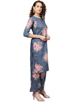 Thumbnail for Ahalyaa Women Blue & Pink Printed Kurta with Palazzos & Dupatta