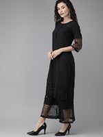 Thumbnail for Ahalyaa Women Black Embellished Kurta with Palazzos & Dupatta