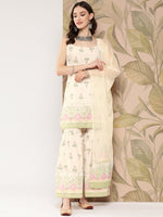 Thumbnail for Ahalyaa Women Floral Printed Regular Kurti with Sharara & With Dupatta - Distacart