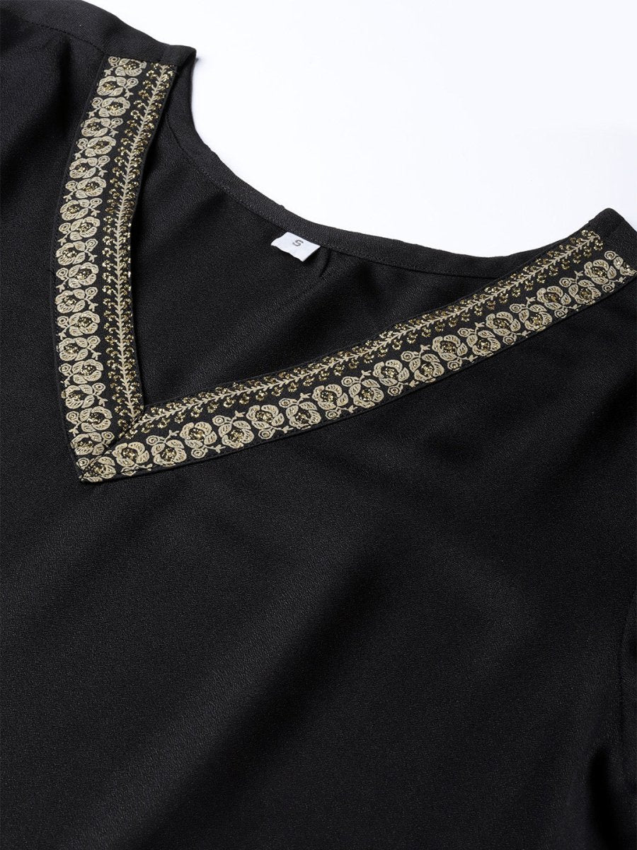 Ahalyaa Solid Black Kurta with Sharara Set