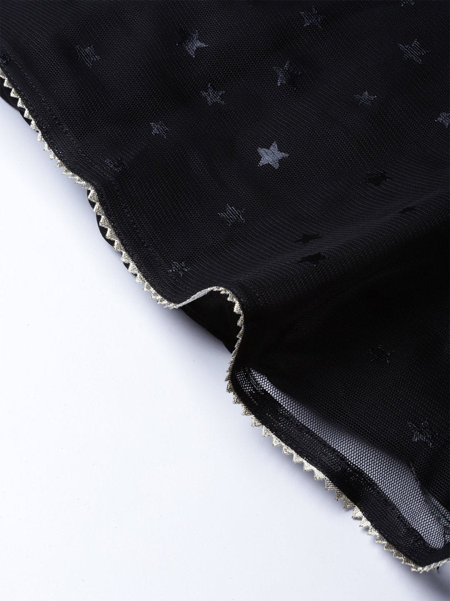 Ahalyaa Solid Black Kurta with Sharara Set