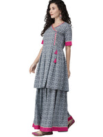 Thumbnail for Ahalyaa Women Printed Blue Kurta Set