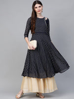 Thumbnail for Ahalyaa Women Navy-Blue Printed Straight Kurta