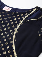 Thumbnail for Ahalyaa Women Navy-Blue Printed Straight Kurta