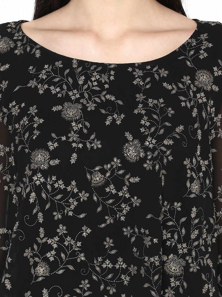 Ahalyaa Women Black Printed Anarkali Beautiful Kurta