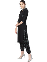 Thumbnail for Ahalyaa Women Black & Green Solid Kurta with Harem Pants
