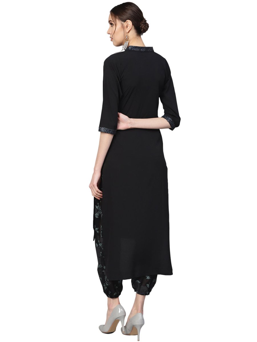 Ahalyaa Women Black & Green Solid Kurta with Harem Pants