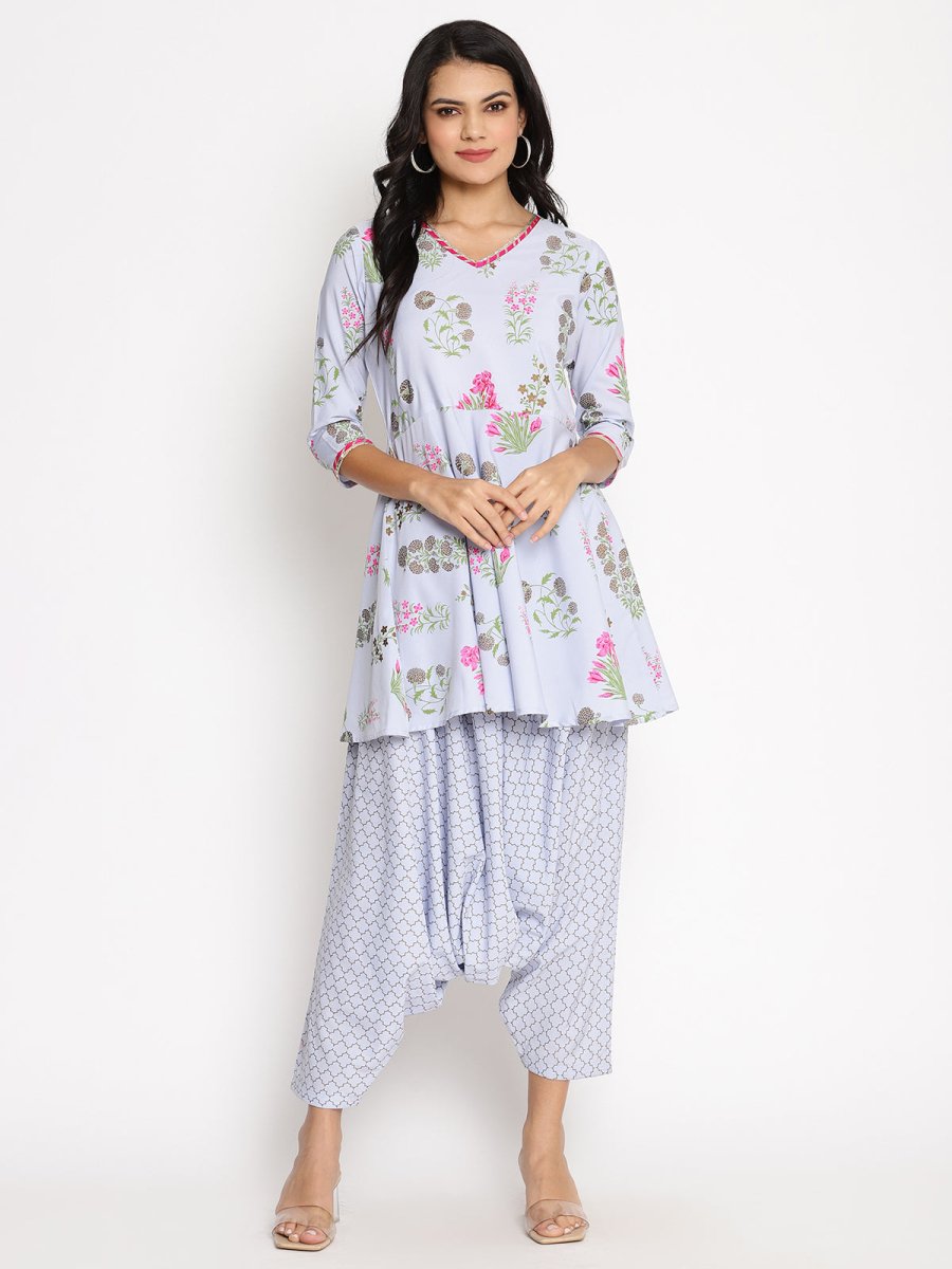 Ahalyaa Beautiful Crepe Printed Top With Harem Pant - Distacart