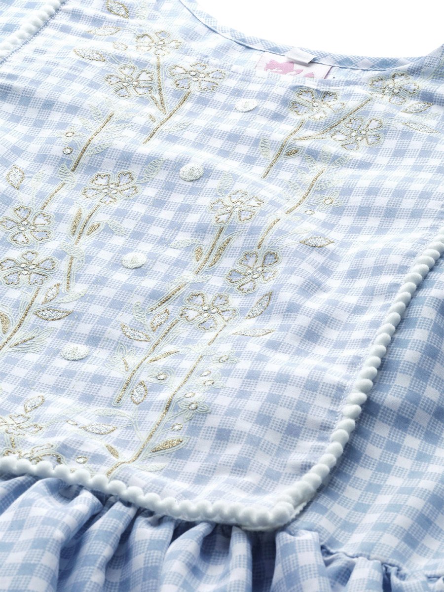 Ahalyaa Women Blue & White Checked A-Line Top