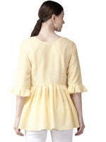 Thumbnail for Ahalyaa Women Yellow & White Checked A-Line Top