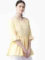 Thumbnail for Ahalyaa Women Yellow & White Checked A-Line Top