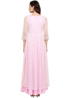 Thumbnail for Ahalyaa Women's Stylist Double Layered Light Pink Indo Western Kurta Dress