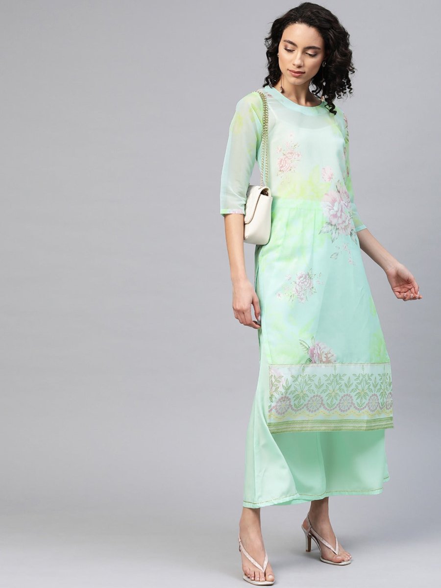 Ahalyaa Women Pastel Floral Summer Kurta