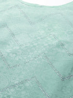 Thumbnail for Ahalyaa Women Sea Green & Blue Printed Kurta With Trousers
