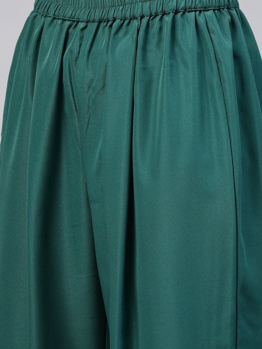 Ahalyaa Women Sea Green & Blue Printed Kurta With Trousers