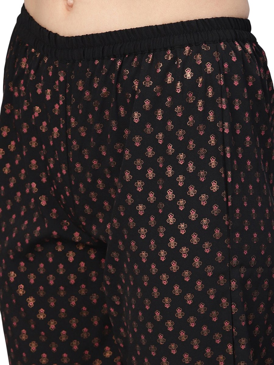 Ahalyaa Black Poly Crepe Pathani Kurta Set