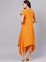 Thumbnail for Ahalyaa Mustard Solid Kimono Style Cotton Kurta Set