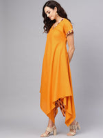 Thumbnail for Ahalyaa Mustard Solid Kimono Style Cotton Kurta Set