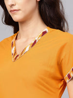 Thumbnail for Ahalyaa Mustard Solid Kimono Style Cotton Kurta Set