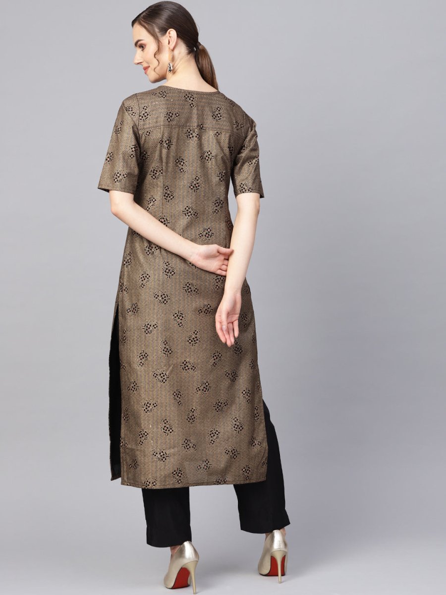 Ahalyaa Printed High Low Hem Kurta with Trouser