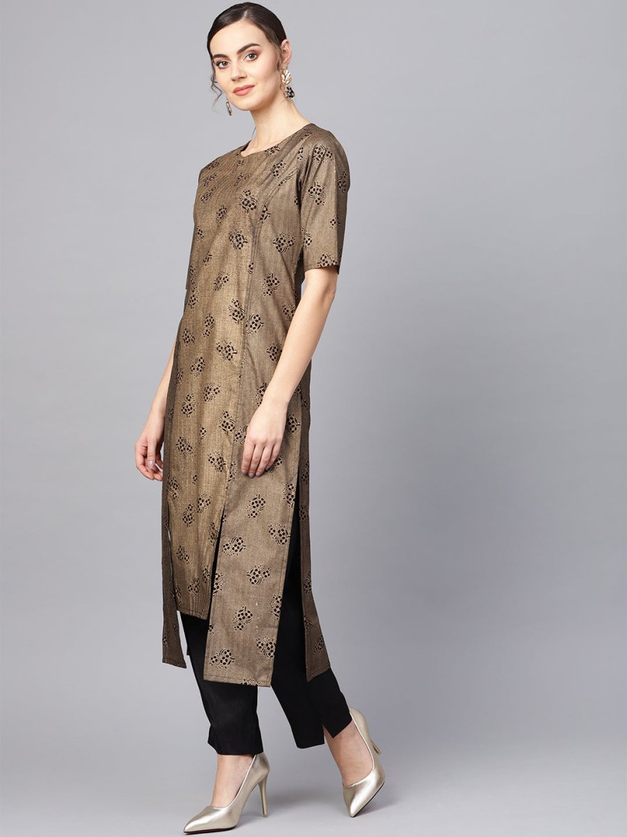 Ahalyaa Printed High Low Hem Kurta with Trouser