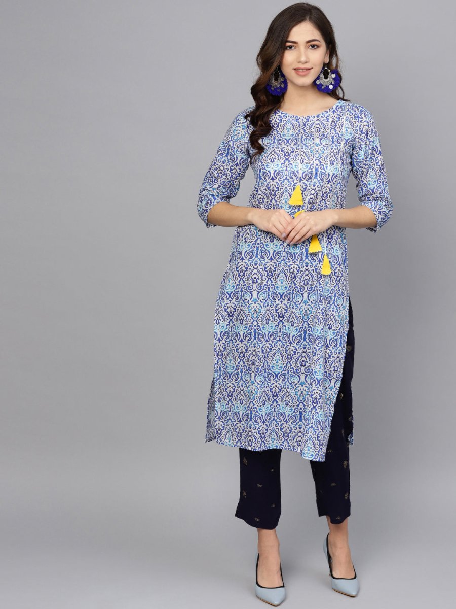 Ahalyaa Blue Straight Kurta with Pant