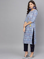 Thumbnail for Ahalyaa Blue Straight Kurta with Pant