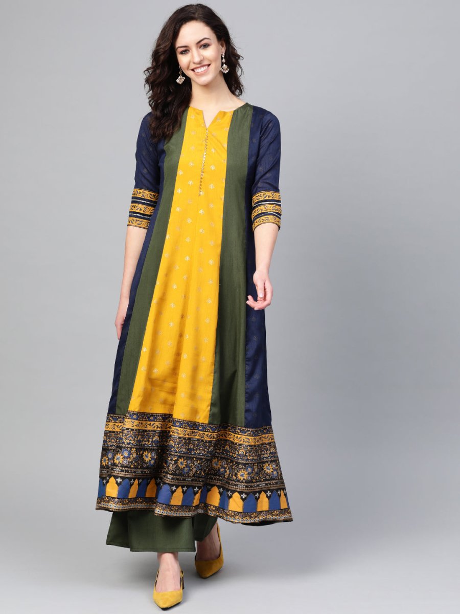 Ahalyaa Pleated Kurta with Palazzo Set