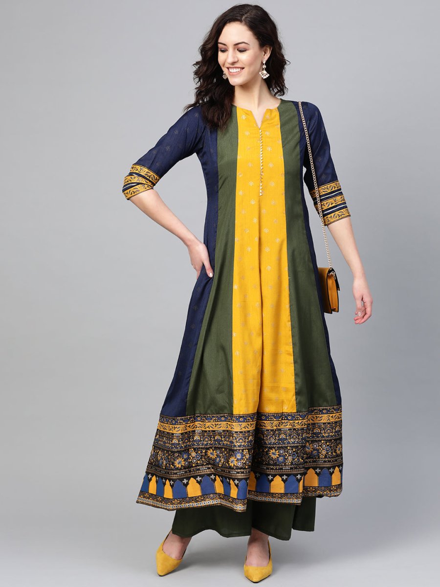 Ahalyaa Pleated Kurta with Palazzo Set