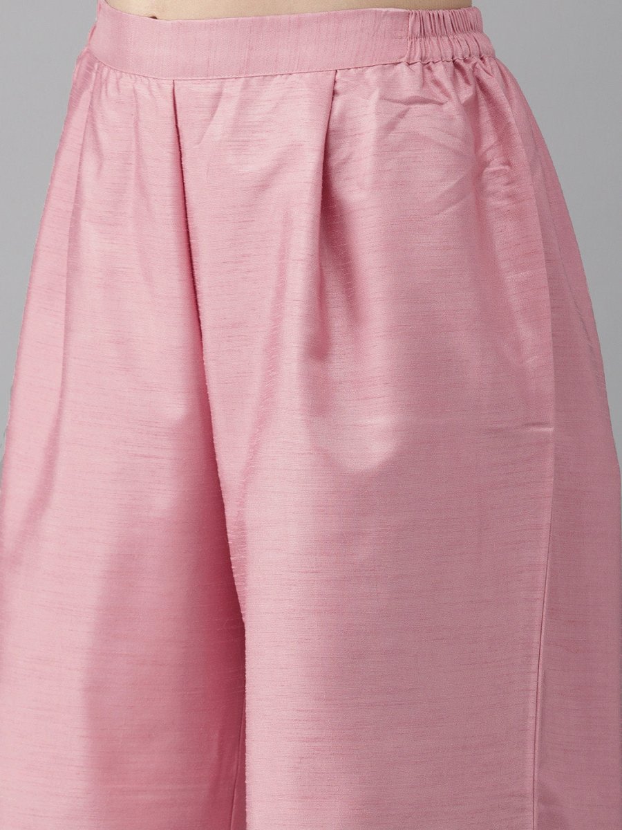 Ahalyaa Women Pink & Yellow Colourblocked Kurta with Palazzos