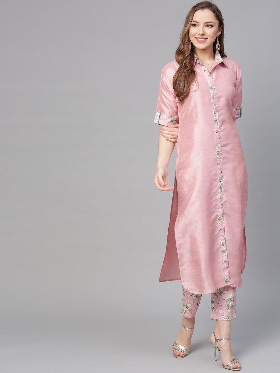 Ahalyaa Digital Print Straight Poly Silk Kurta With Digital Print Pant