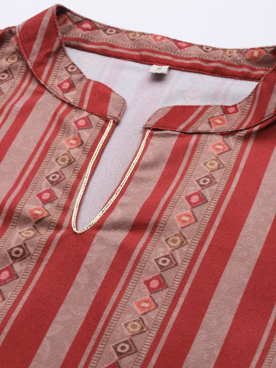 Ahalyaa Women Maroon Printed Gotta Patti Velvet Kurta with Palazzos & With Dupatta - Distacart