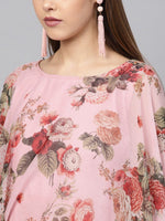 Thumbnail for Ahalyaa Women Pink Floral A Line Fusion Dresses - Distacart