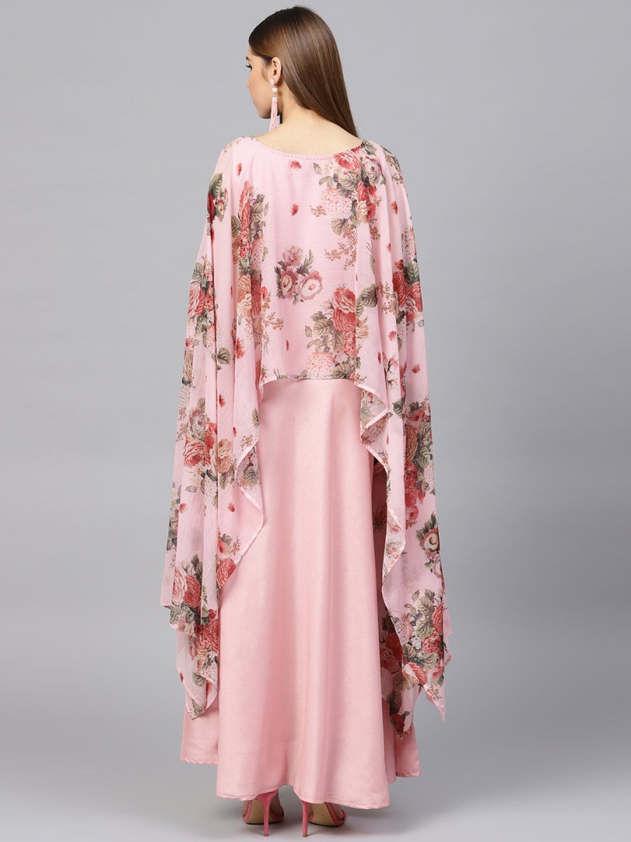 Ahalyaa Women Pink Floral A Line Fusion Dresses - Distacart
