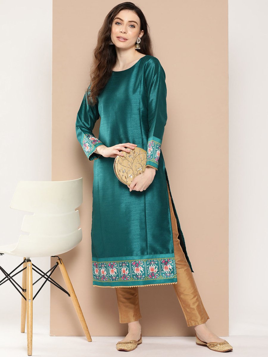 Ahalyaa Women Ethnic Motifs Embroidered Gotta Patti Kurta - Distacart
